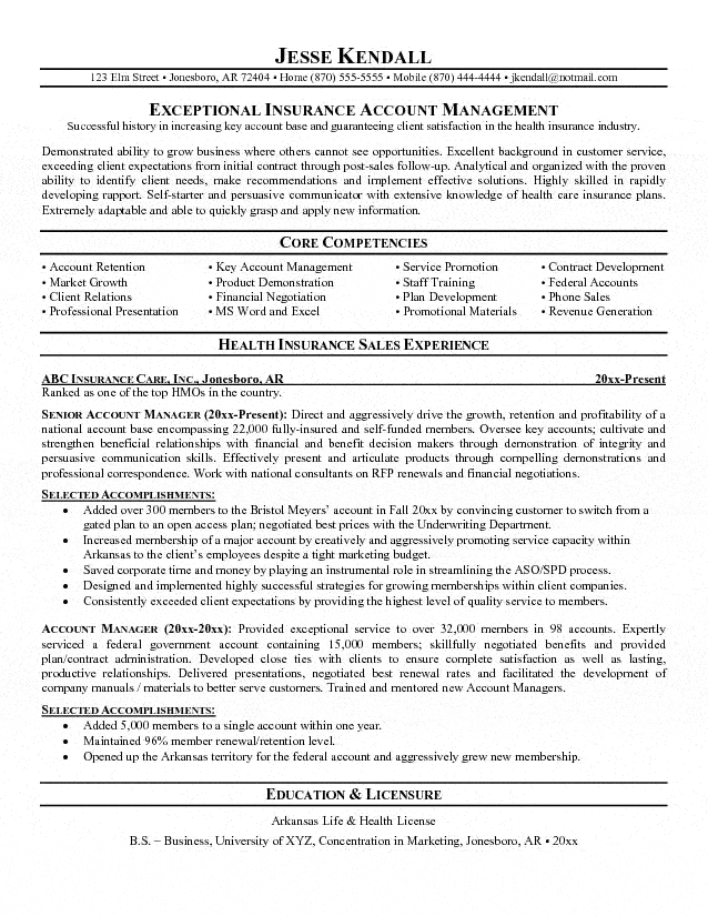 Resume Examples Account Manager  