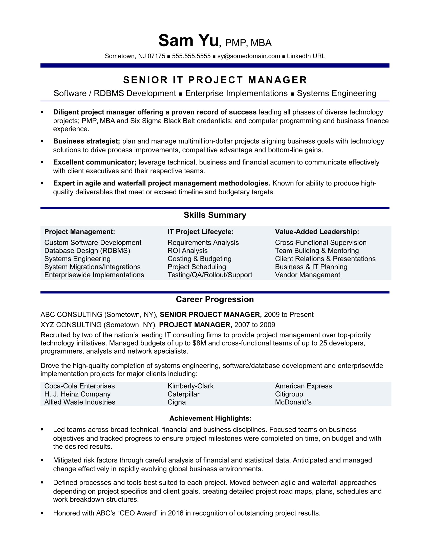 Resume Examples It Manager  