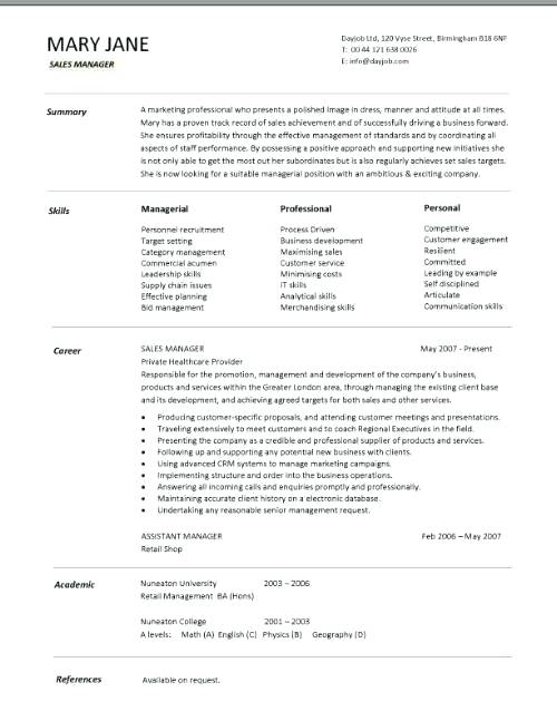 Resume Examples Sales Manager  