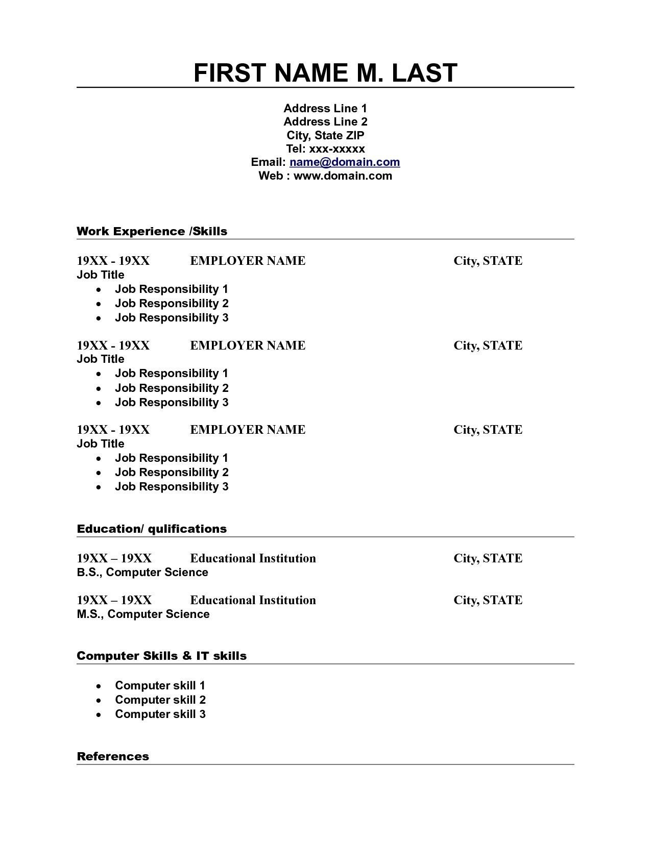 Resume Templates Youth Central 