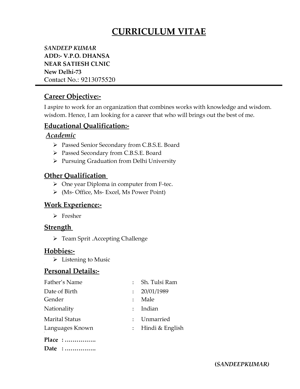 Resume Format Types 