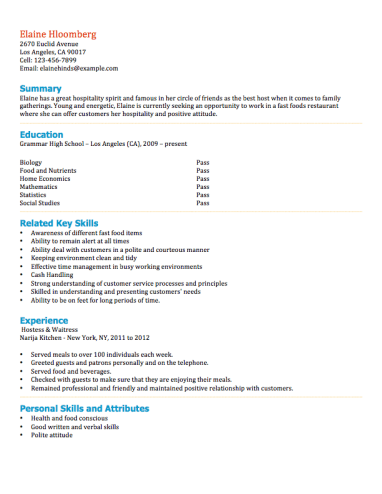 Resume Examples Teenager 