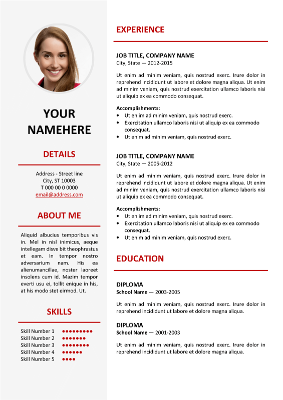Resume Templates Red 