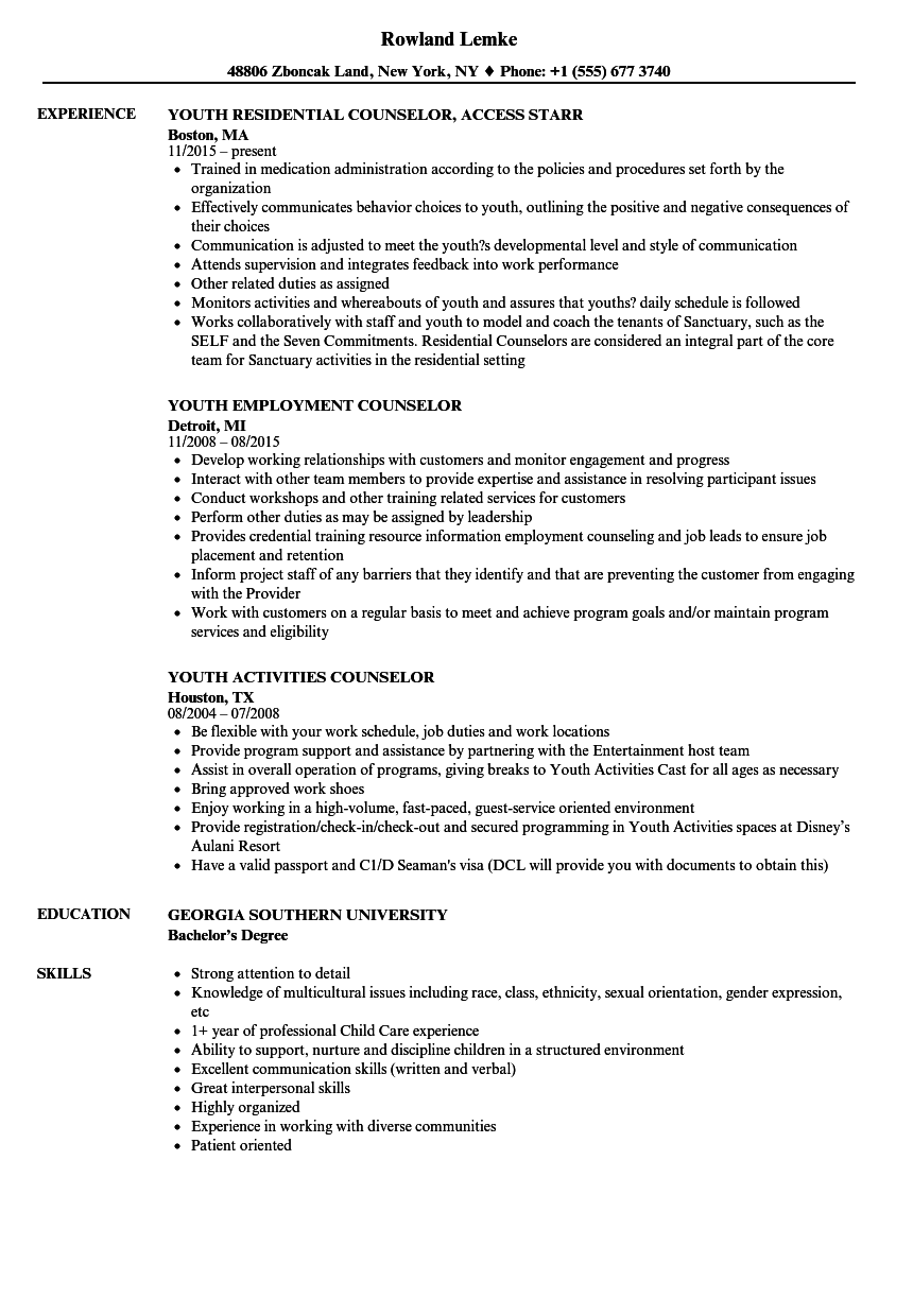 Resume Examples Youth 