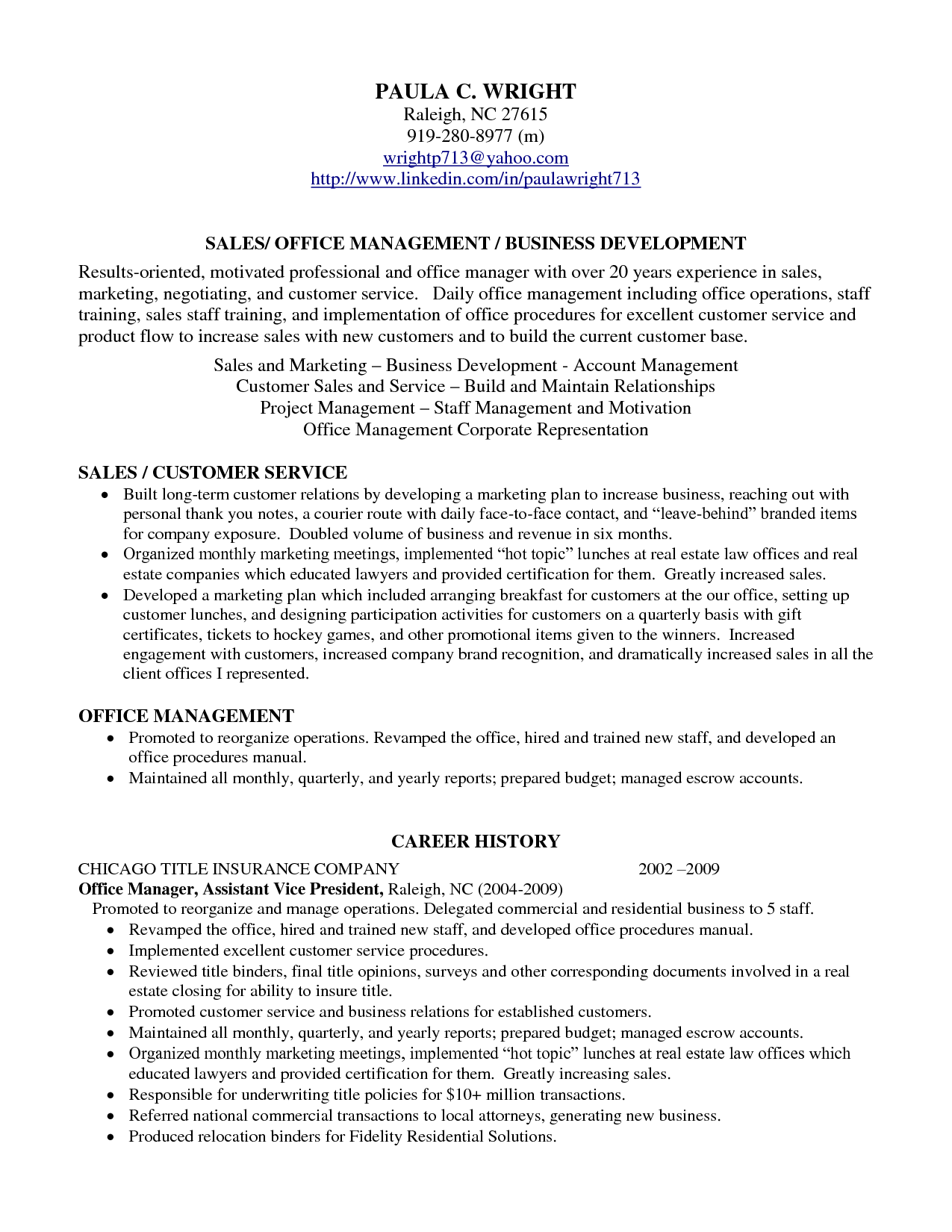 Resume Examples Profile 