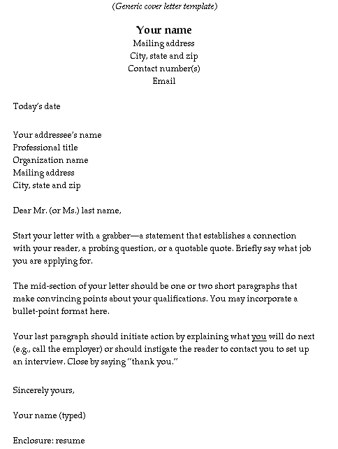Resume Format Cover Letter 