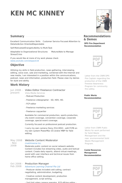 Resume Examples Video Production 