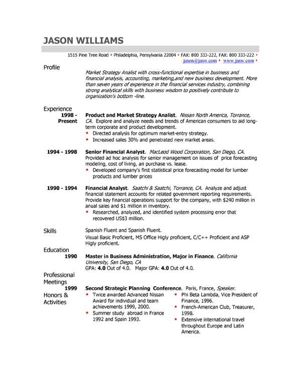 Profile On Resume Examples 
