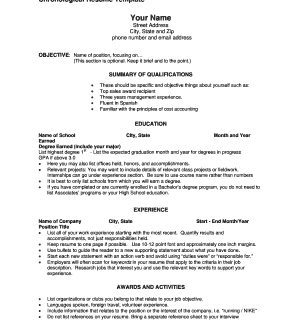 Resume Templates You Can Fill In 