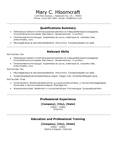 Traditional 2 Resume Format 