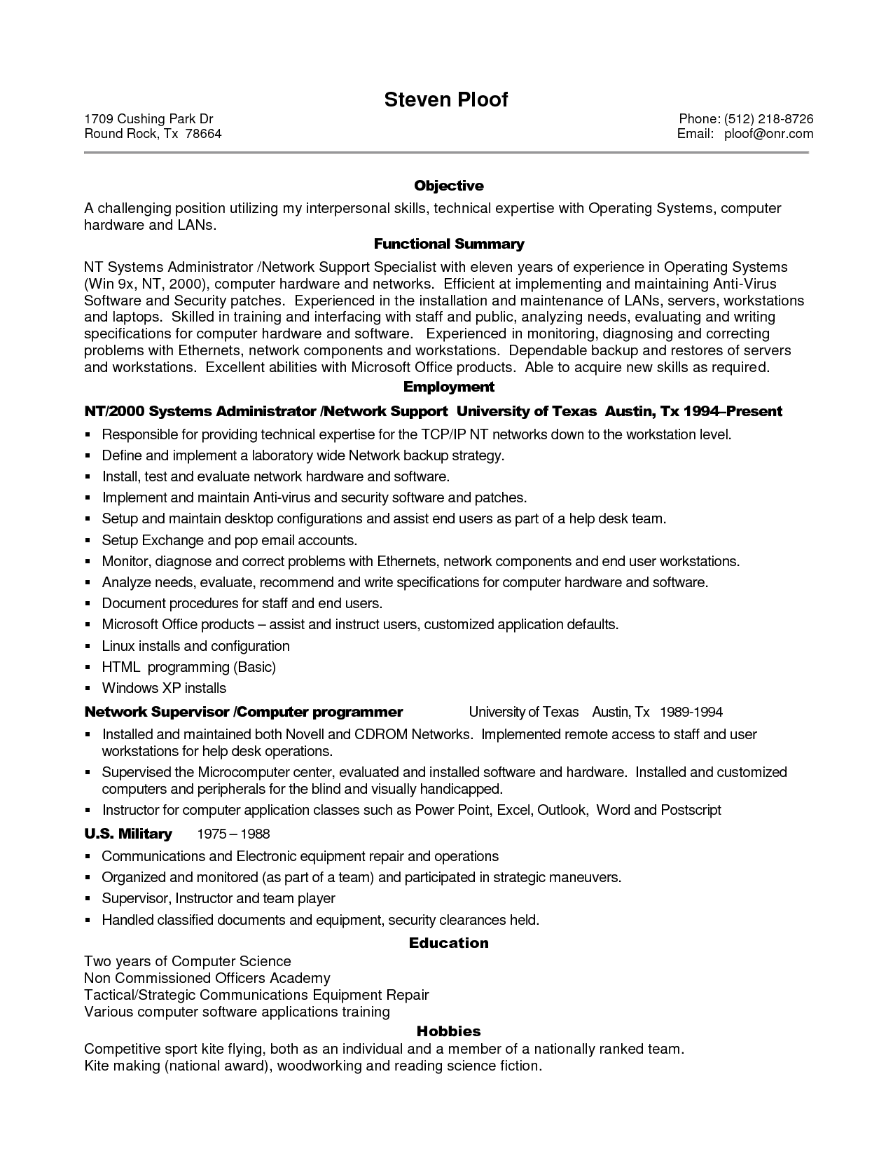 Resume Format For Experienced Professional 