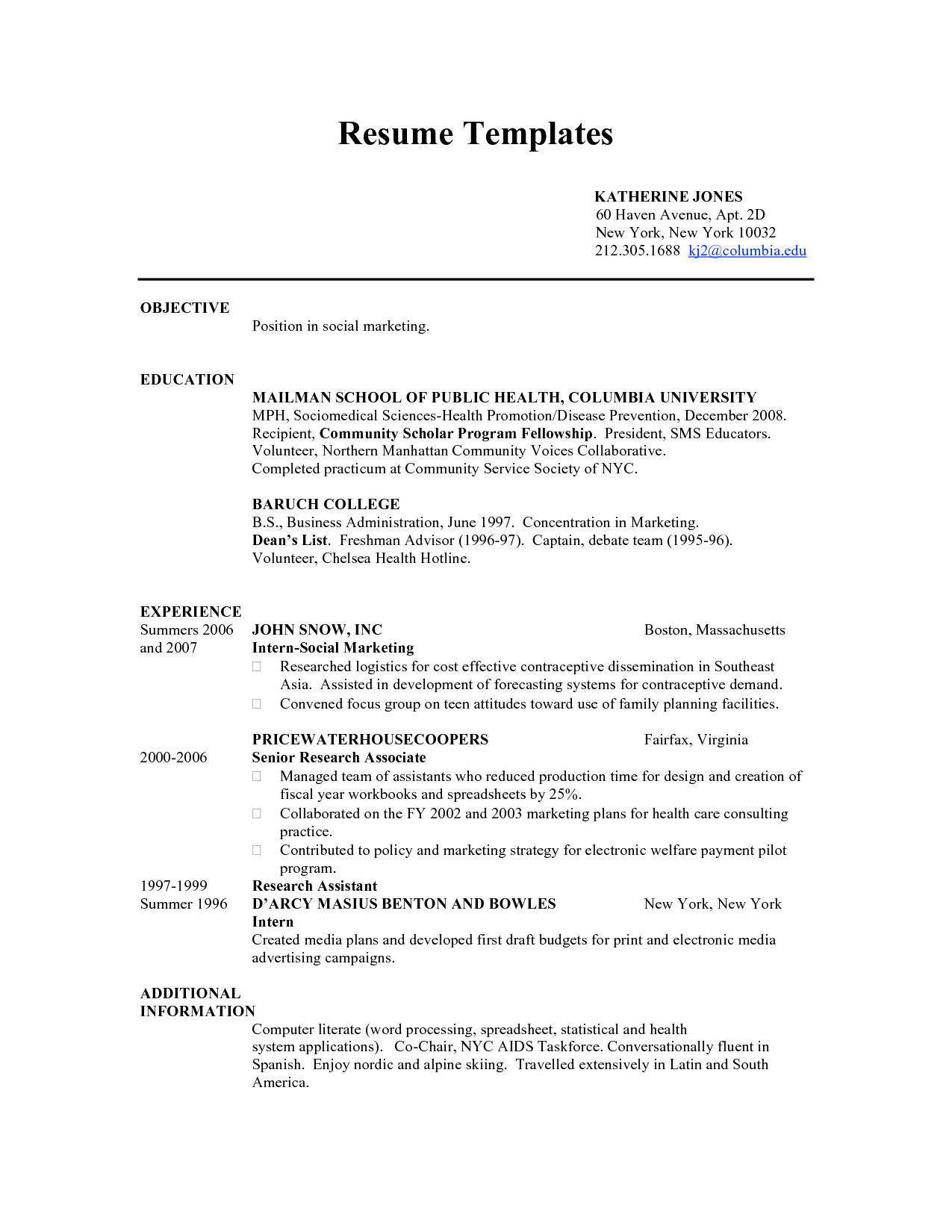 Resume Templates For Teens 