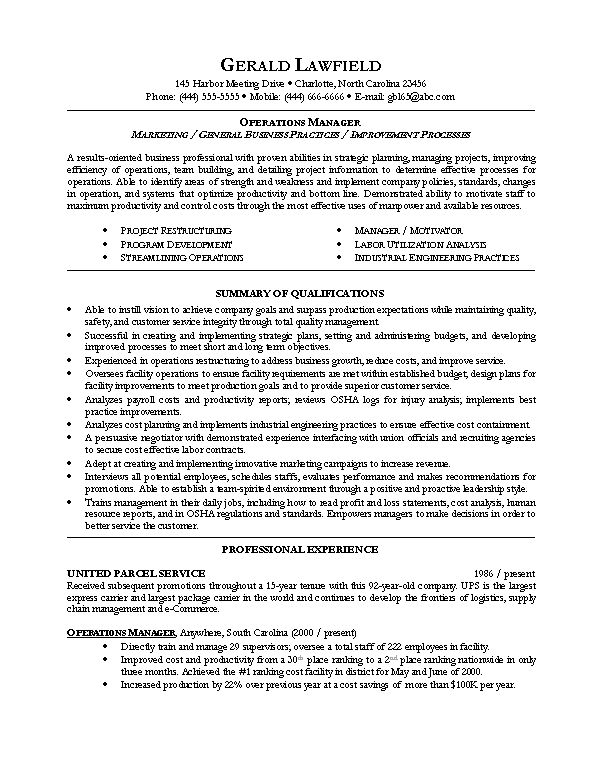Resume Examples Director Of Operations 
