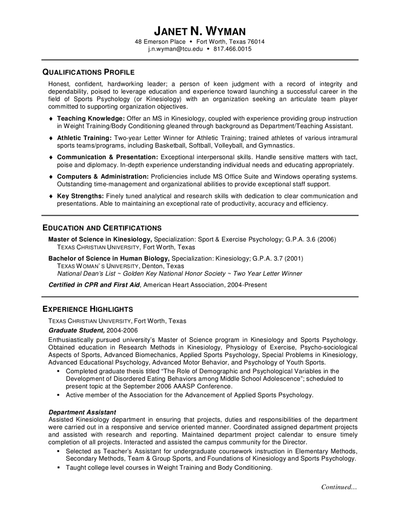 Resume Format Graduate School 
