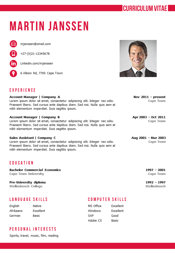 Resume Templates Red 
