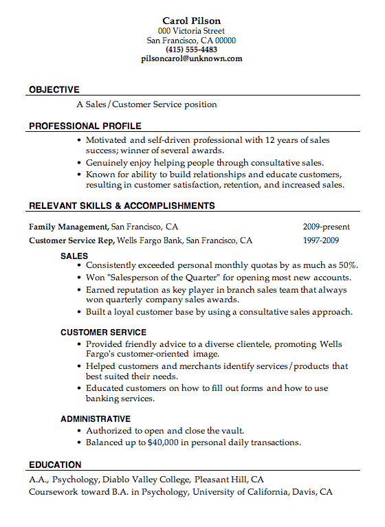 Resume Examples Customer Service 
