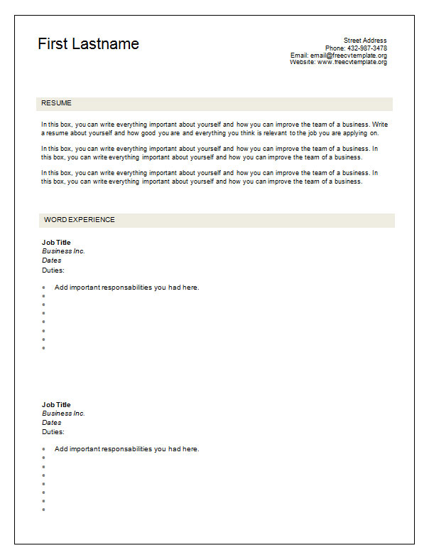 Resume Templates You Can Fill In 