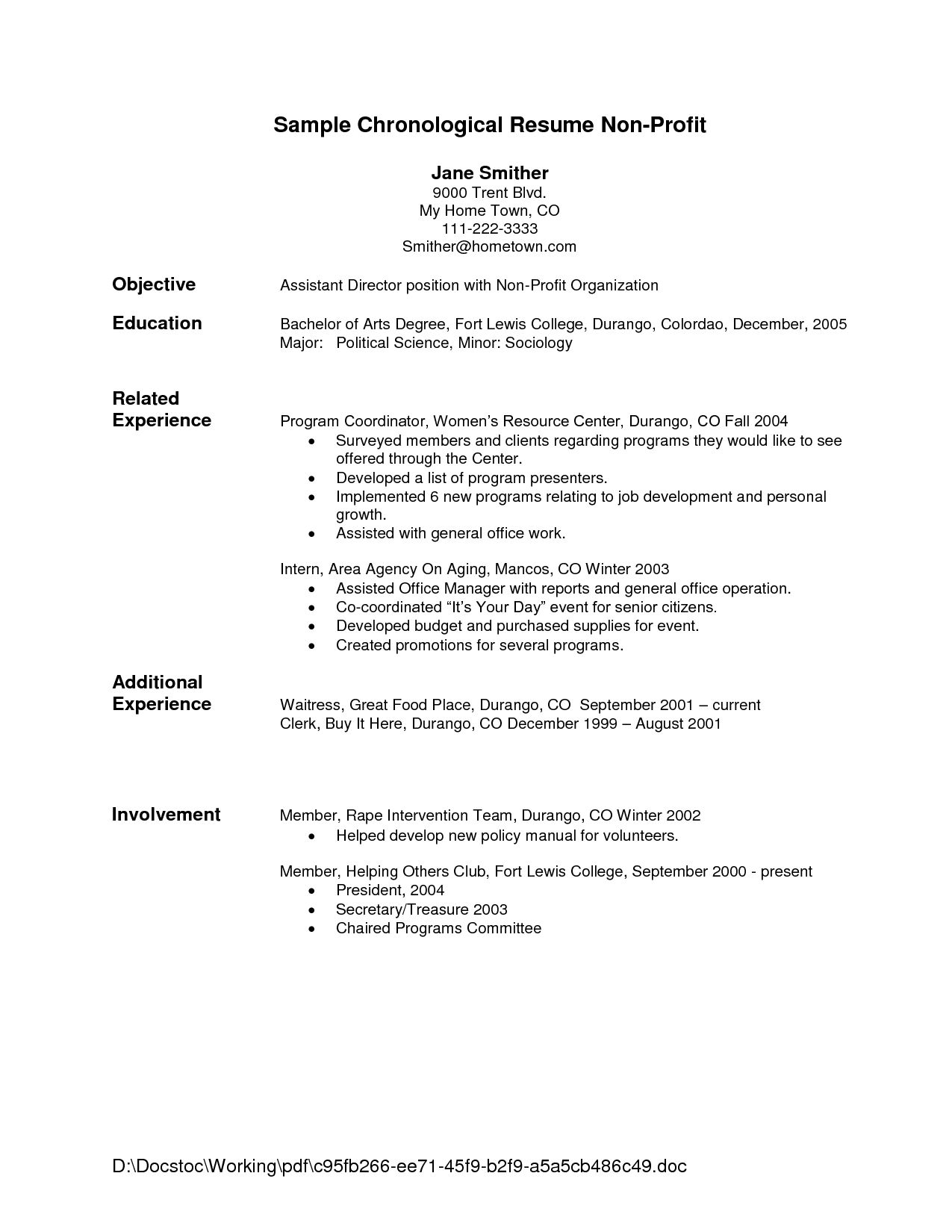 Resume Format Not Chronological 