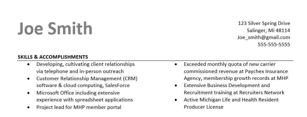 Accomplishments On Resume Examples 
