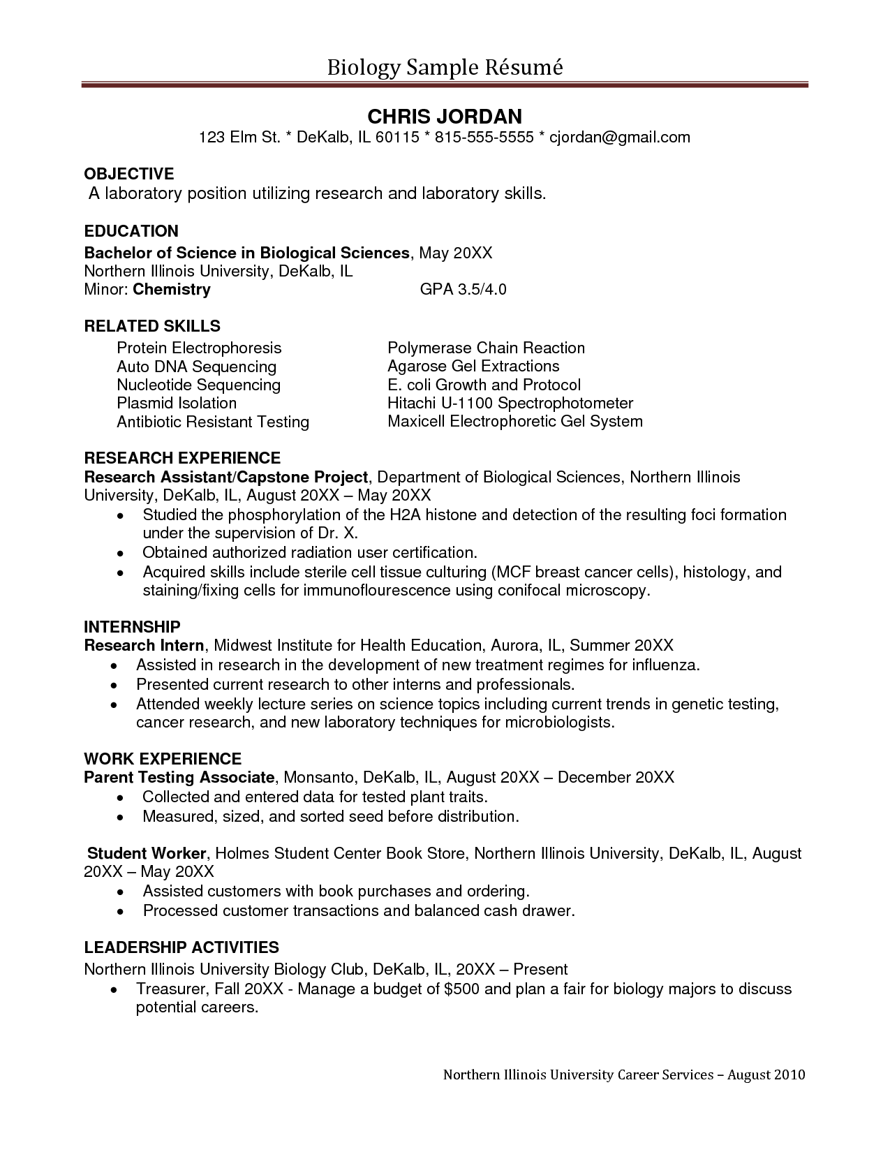 Resume Examples Biology 