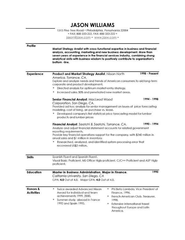 Resume Examples Profile 