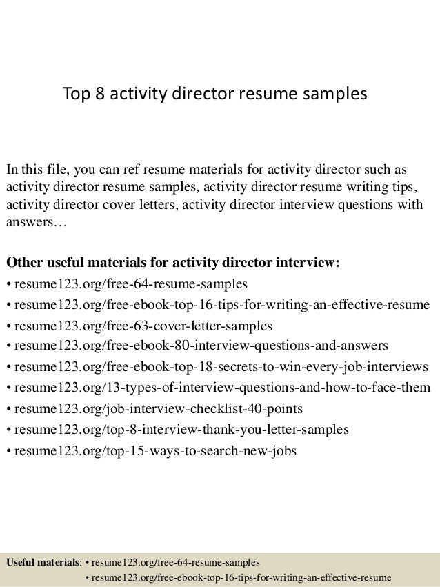 Resume Examples Activities 