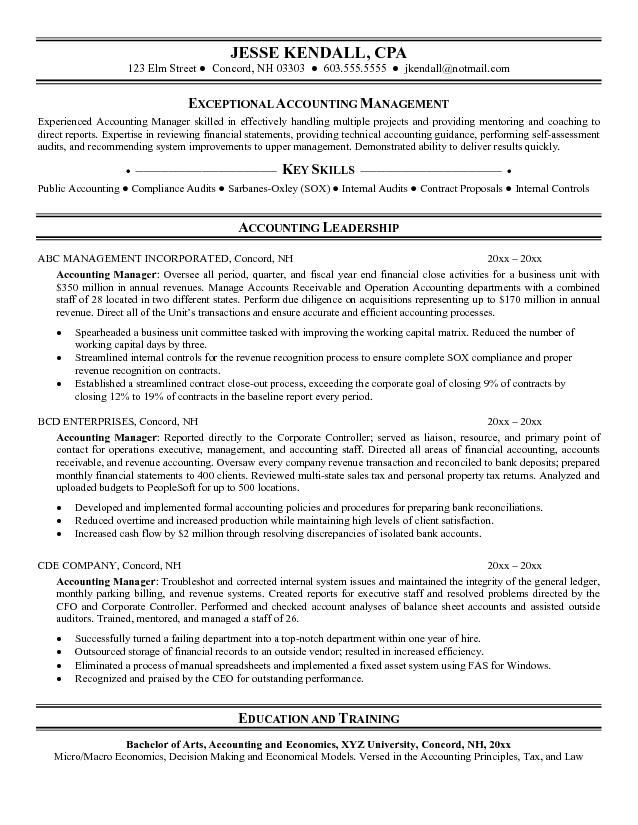 Resume Examples Account Manager 