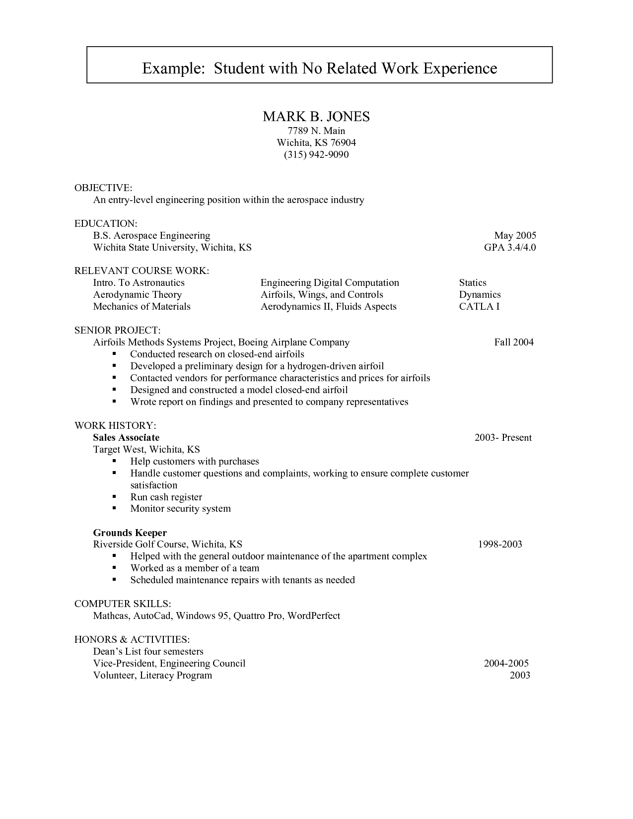 Resume Templates With No Experience 