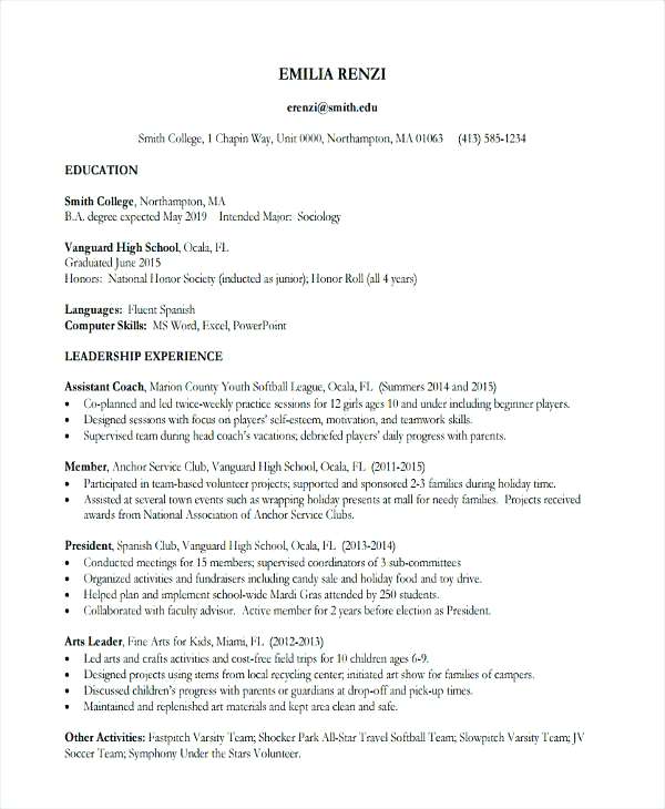 Resume Templates Youth Central 