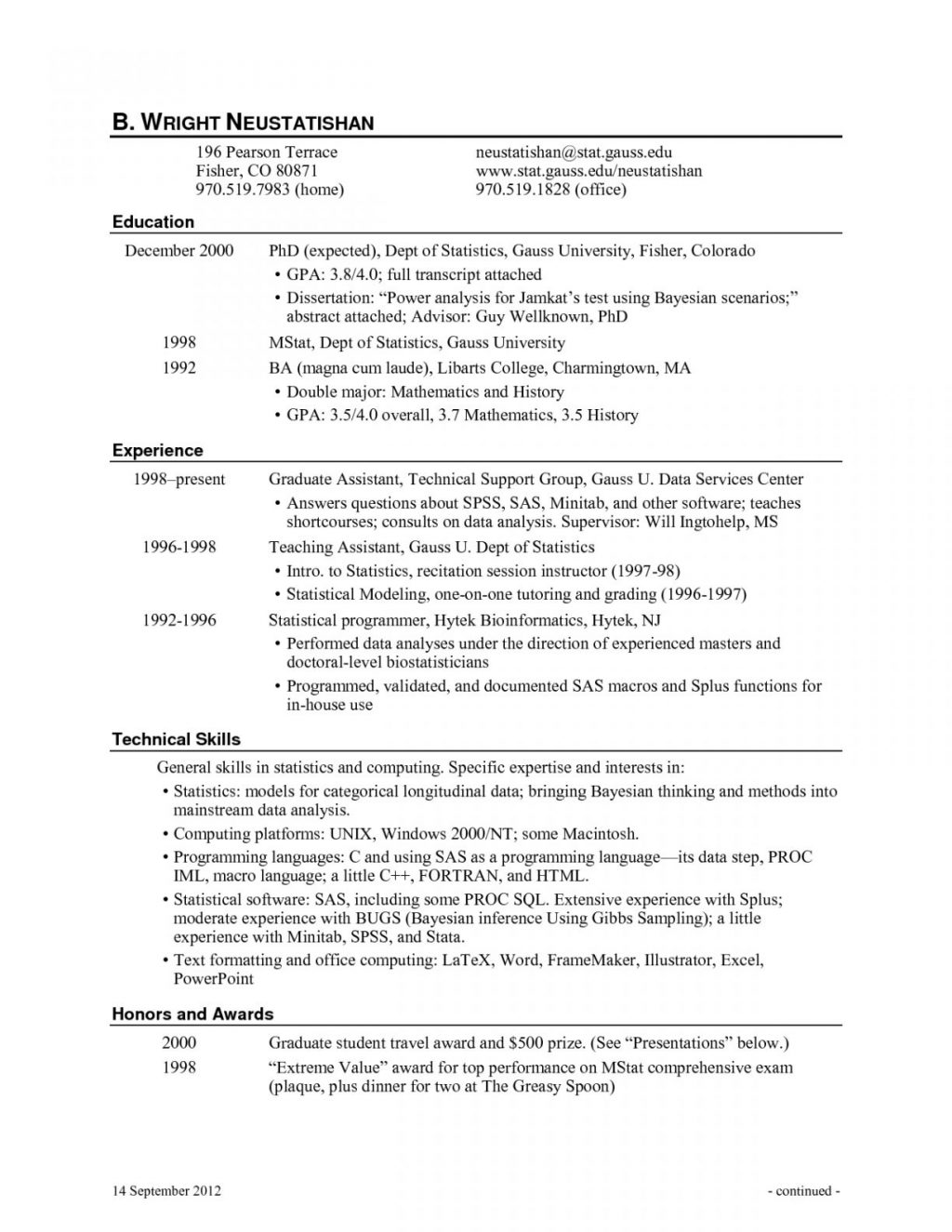 Resume Templates Latex Phd 