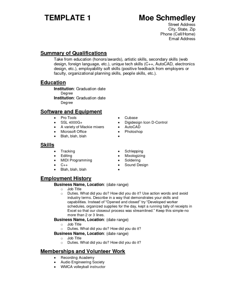 Resume Format Language Skills 