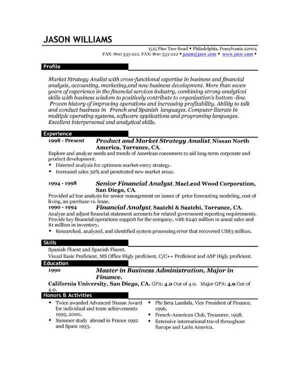 U.S. Resume Format Professional 