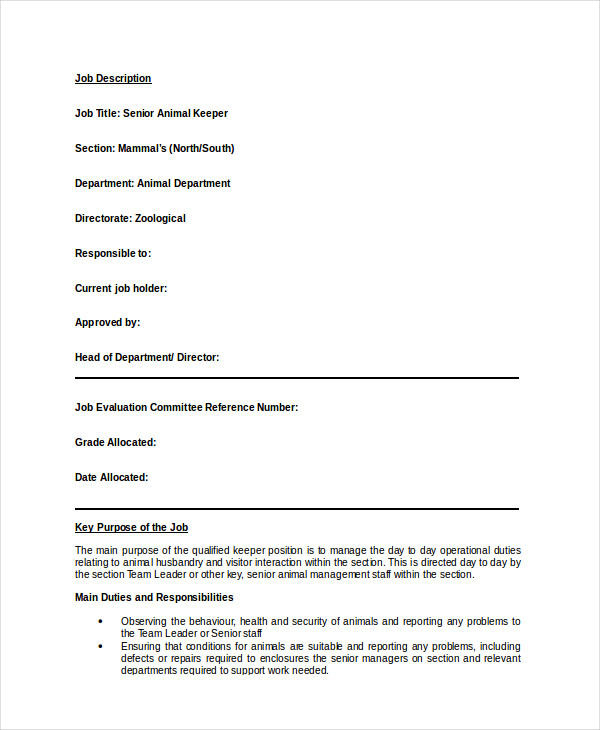 Resume Format Zookeeper 