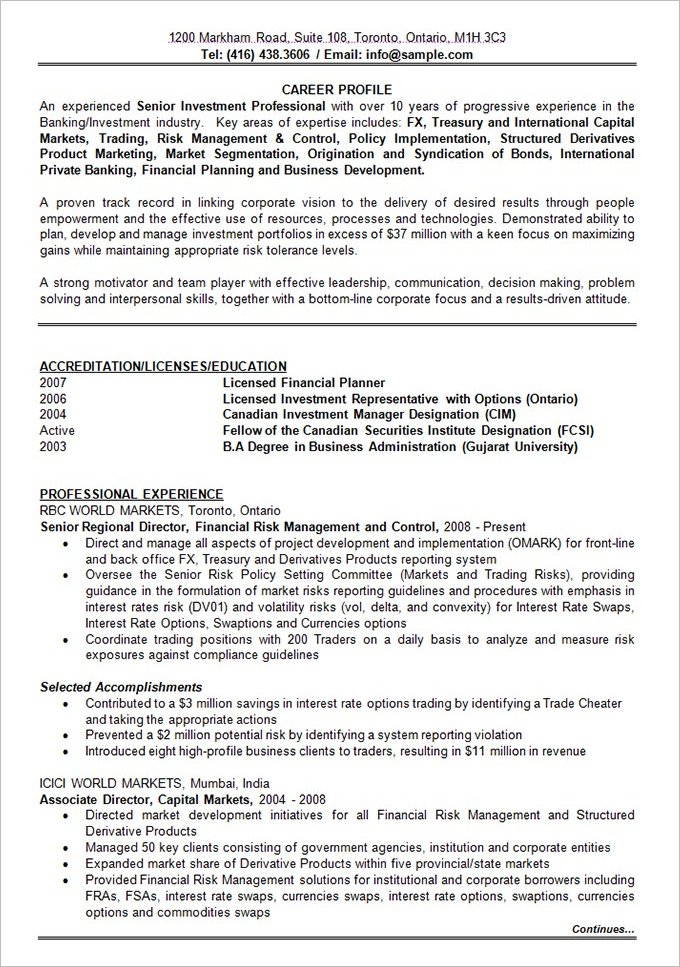 Resume Format 10 Years Experience 