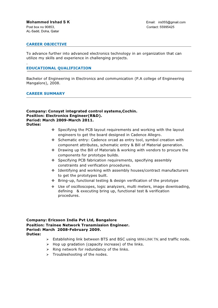 5 Years Experience Resume Format 