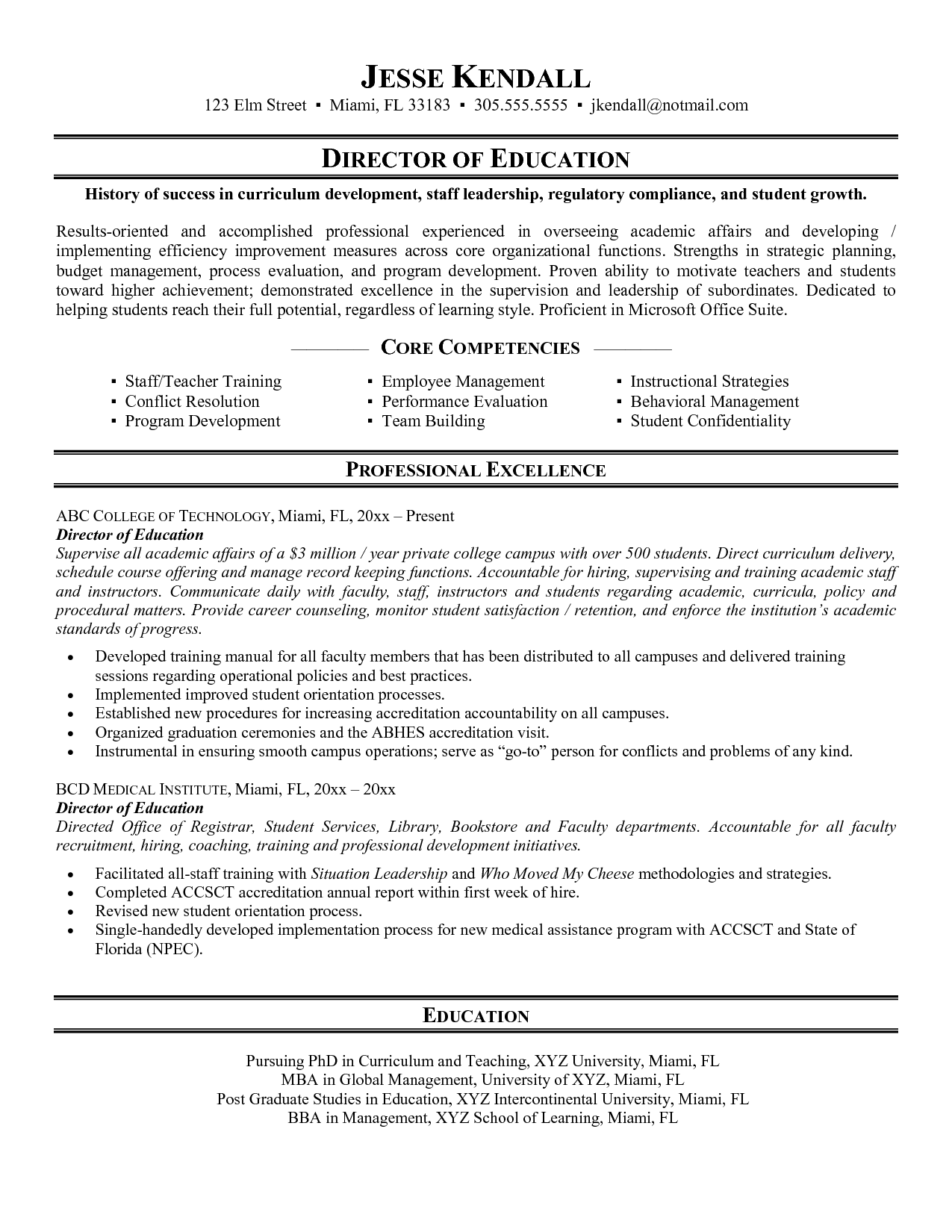 Resume Format Education 