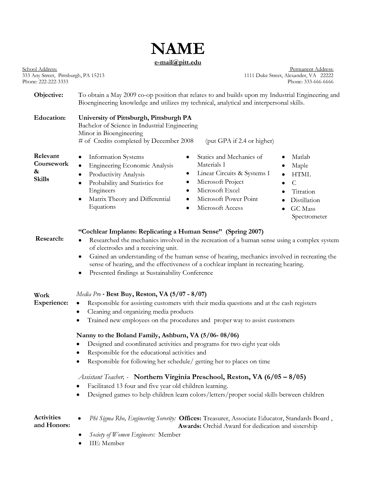 A Nanny Resume Examples 