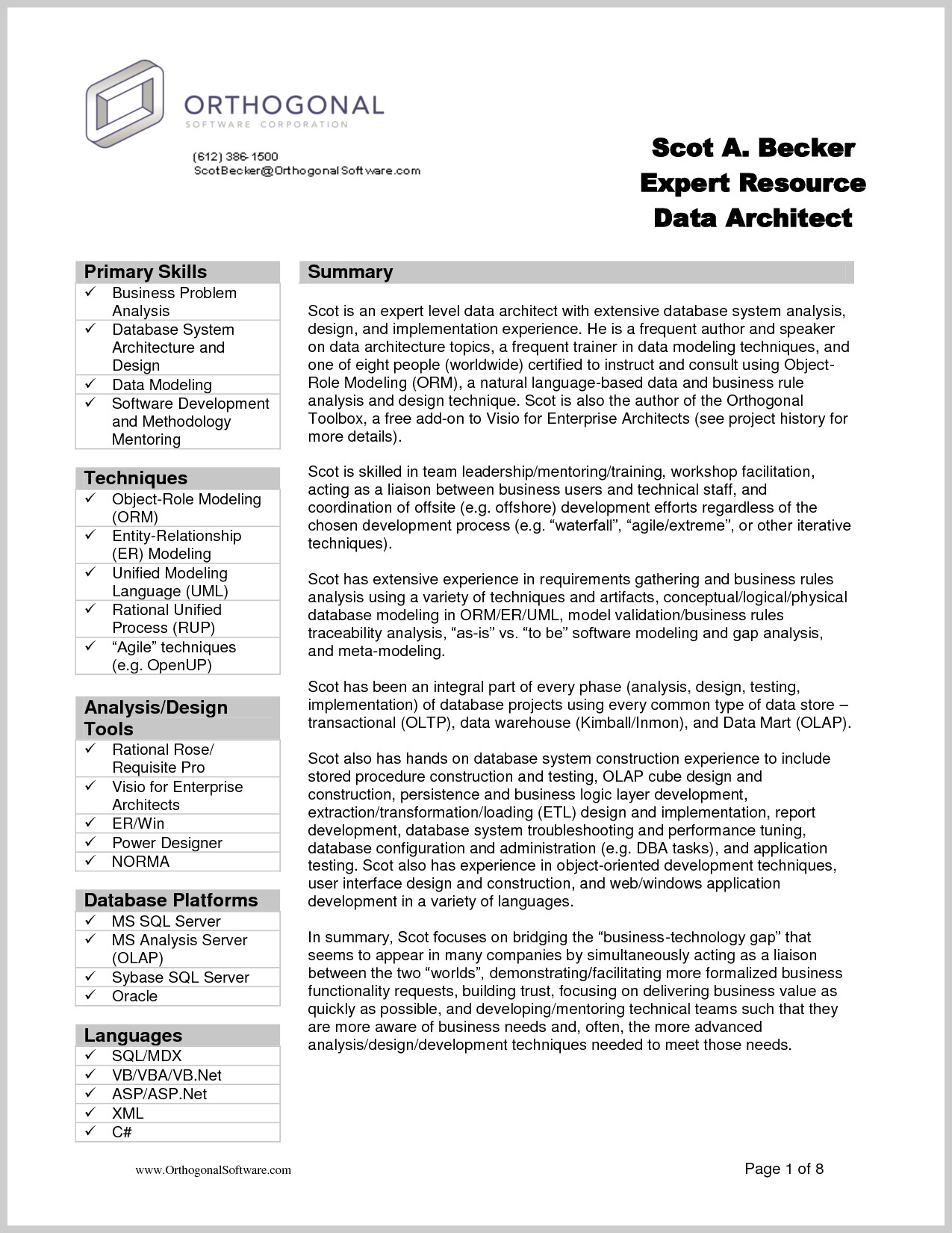 Resume Format Business Analyst 