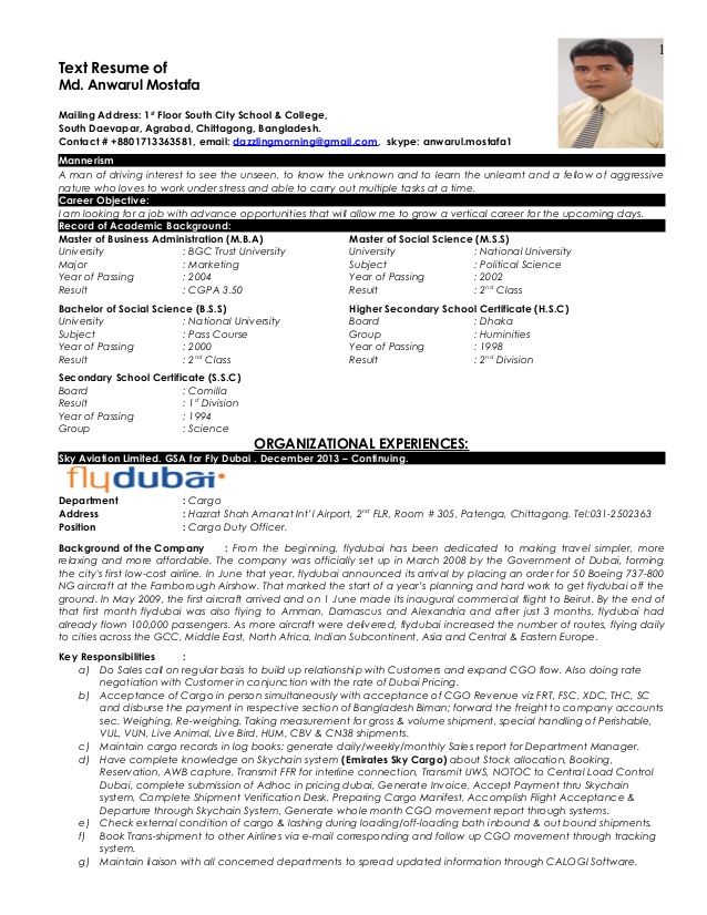 Resume Format Qatar 