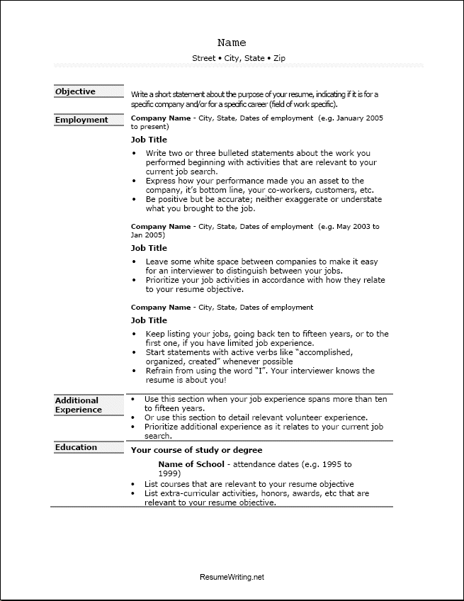 Resume Format Guidelines 
