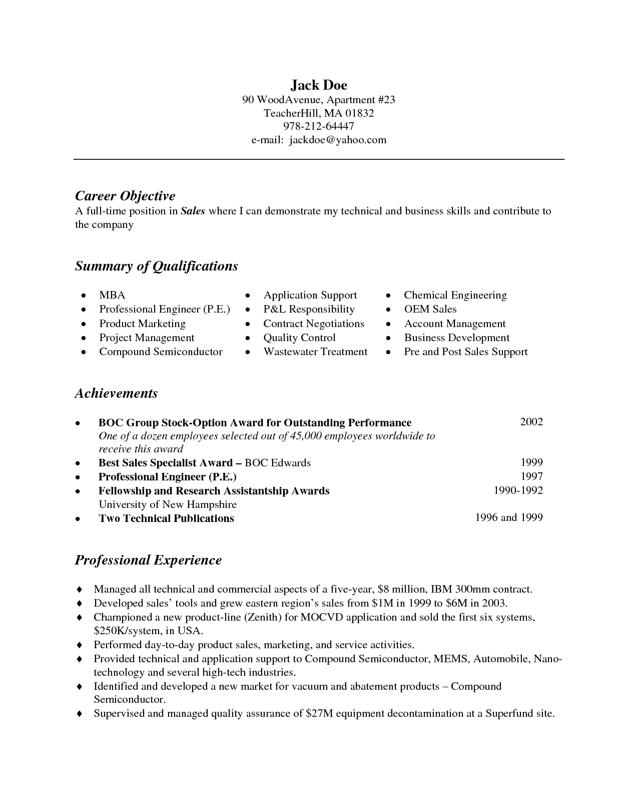 Resume Format Bullet Points 