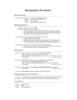 Resume Format In Latex 