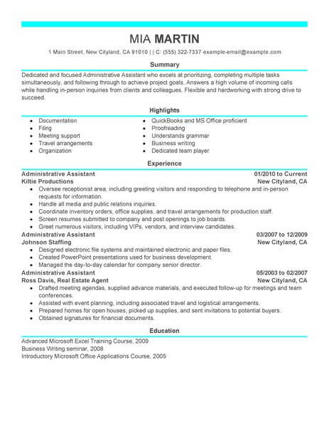 Resume Format Executive Assistant 