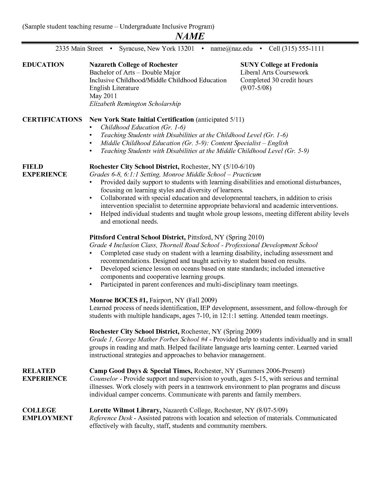 Resume Examples For Grade 9 Students 