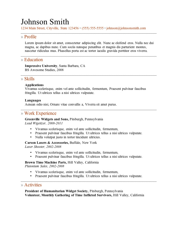 Pictures Of Resume Templates 