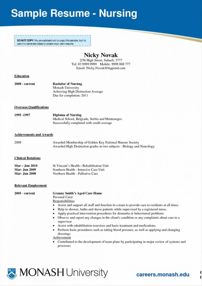 M.Sc Nursing Resume Format 