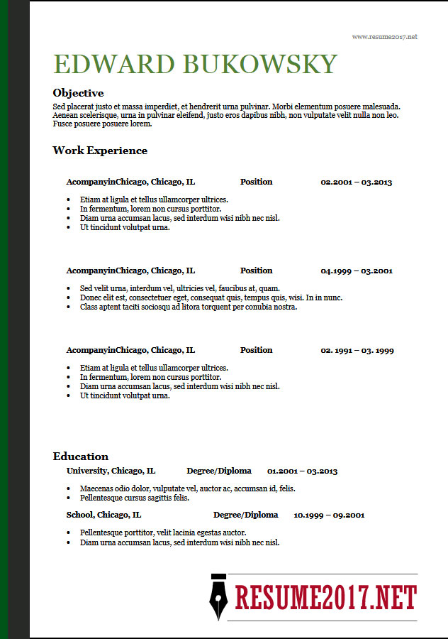 Resume Format 2018 Examples 