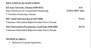 Resume Format For 3Rd Year Engineering Students 