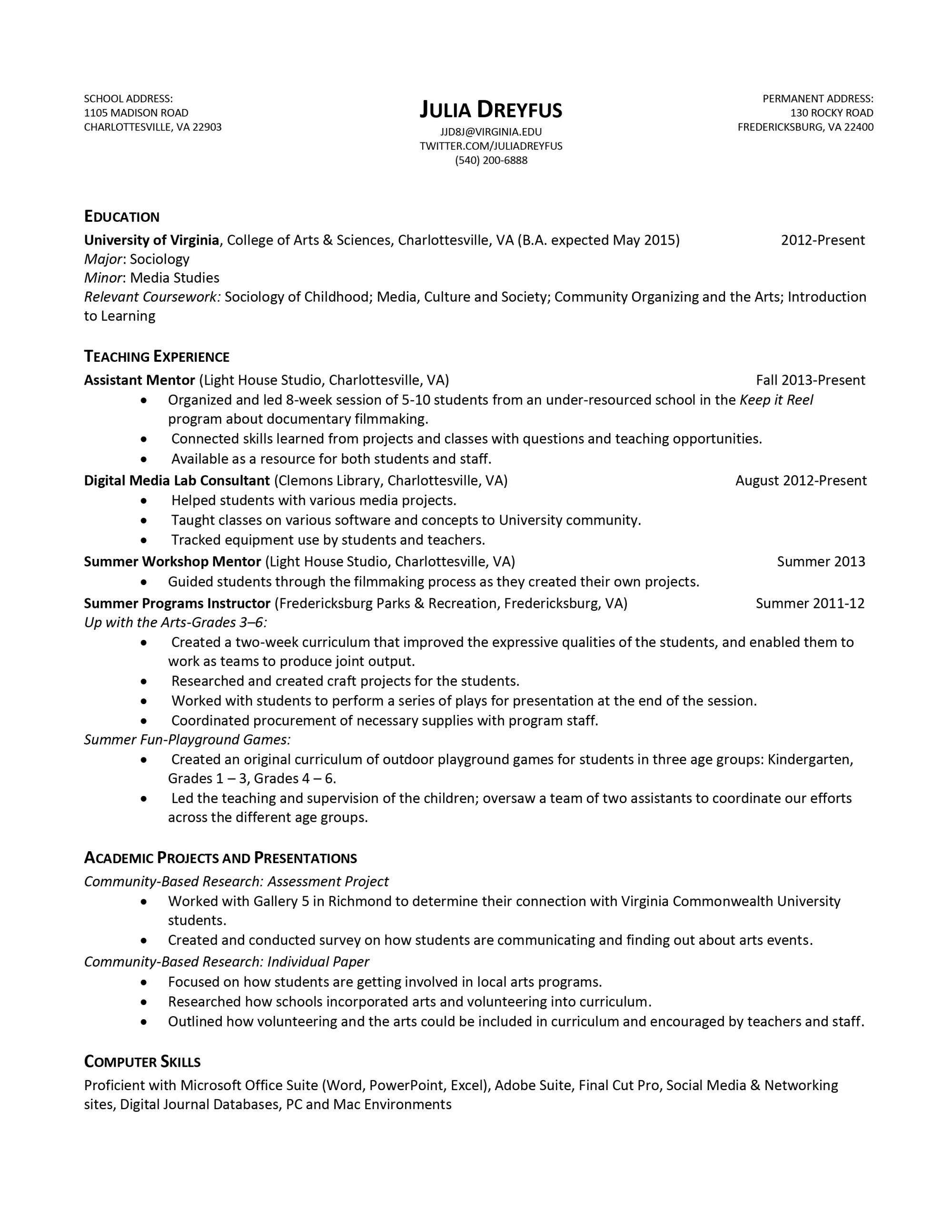 Resume Examples Usa 