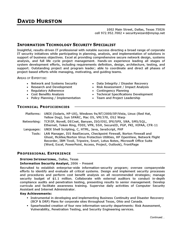 Resume Examples Technical 